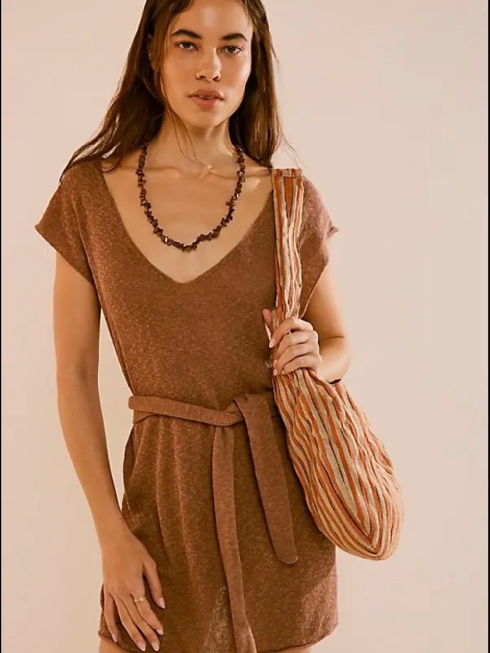 Free People Clarissa Cotton-Linen Sweater Mini Size S Coverup FP Beach
